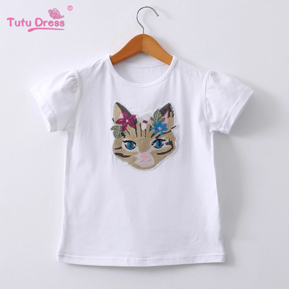 Лето Забавный Кот Блестящая футболка обувь для девочек подарок на день рождения