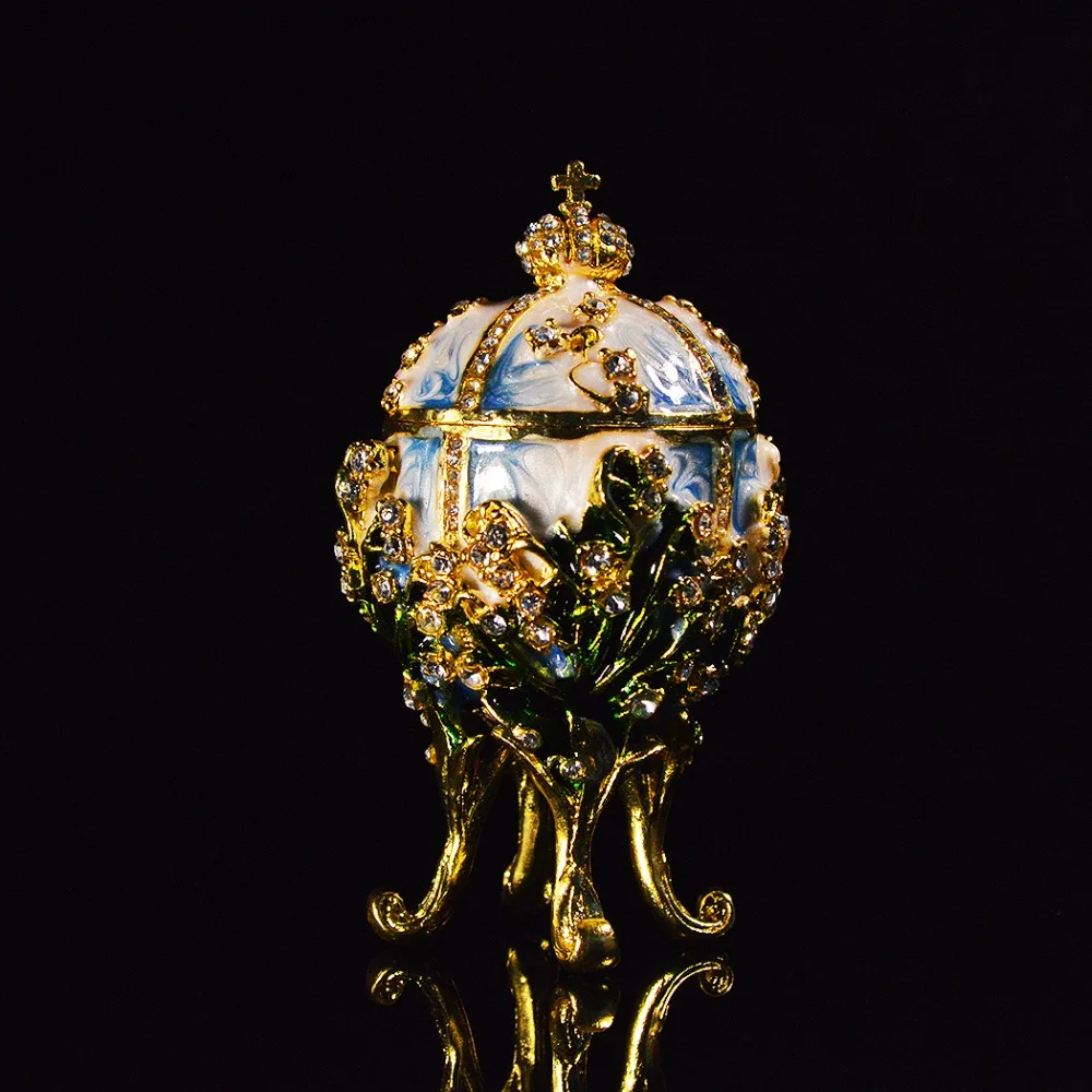 Qifu металлическая ручная работа маленькая Faberge коробка яйцо для ювелирных изделий