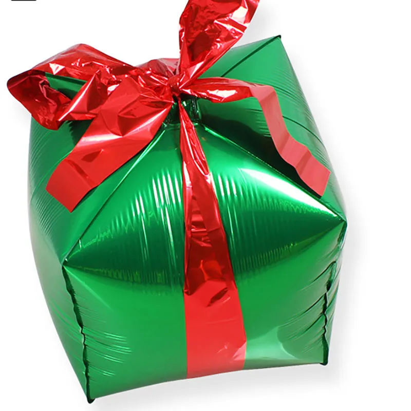 green box Подарочная коробка, фольгированные воздушные шары, куб, украшения для рождественской вечеринки, вечерние воздушные шары, надувные гелиевые шары, Свадебный декор, Классические игрушки - Color: green box