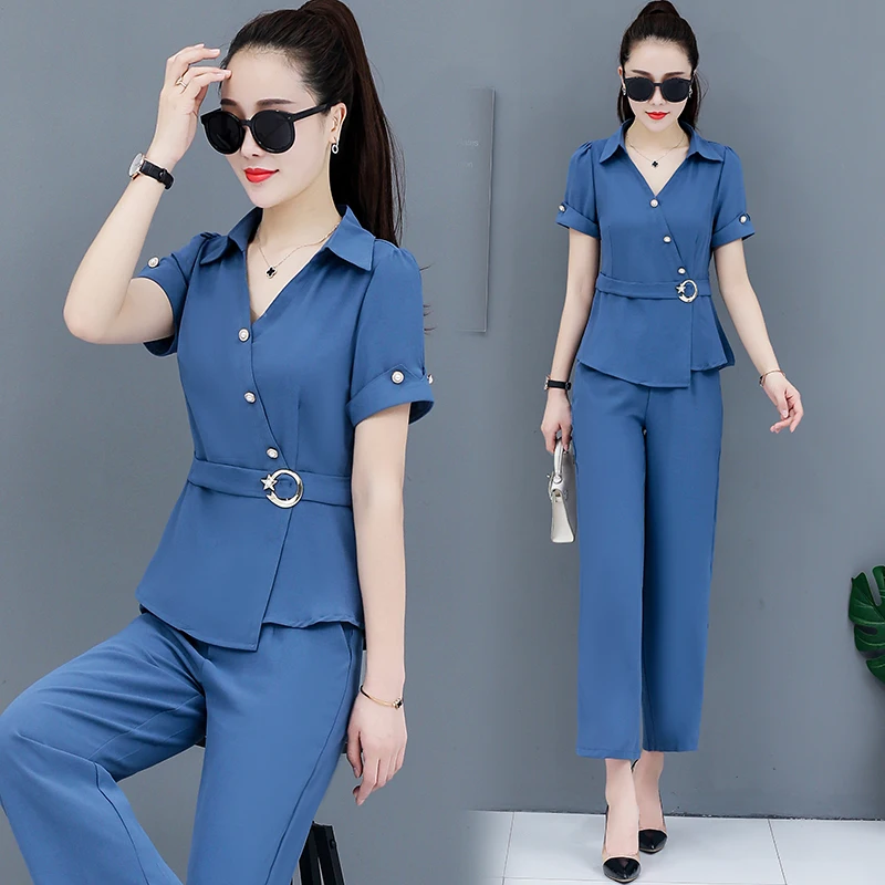 Fashion Summer Style Survetement Femme 2 Piece Stylish Women Sets Clothes Year-old Female Costume Conjunto Feminino Pant Suit |