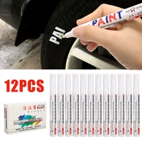 12pcs new white marker pens waterproof permanent car tyre tire tread rubber paint marker pen diy album paper stationery