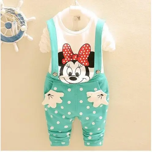 Retail!children clothes suit baby boy and girls spring autumn cartoon Minnie pure cotton long sleeve t-shirt+ pants 2 piece | Детская