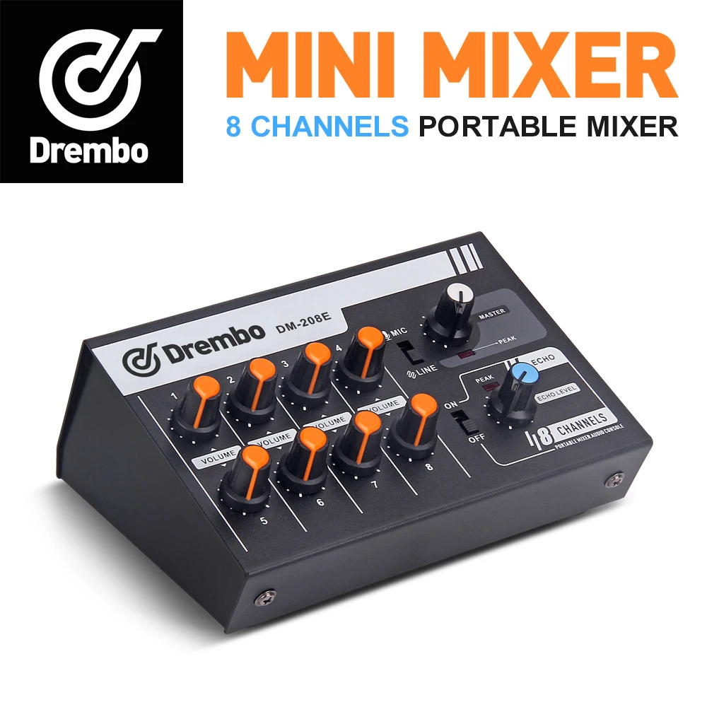 DM-208E мини аудио миксер портативный переключаемый стерео 4 и моно 8 каналы микрофон dj контроллер для караоке Вечерние