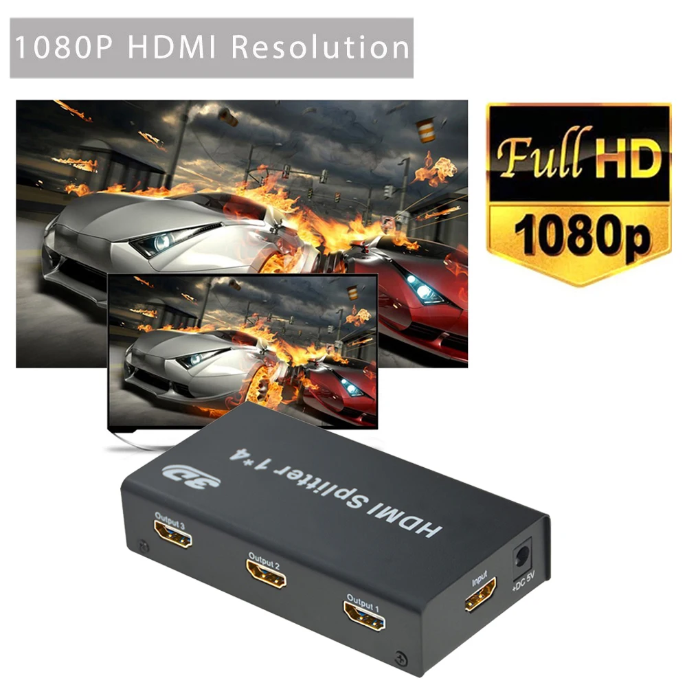 Сплиттер HDMI Aikexin 4 Way 1x4 порта видео сплиттер 1 в выхода 3D Full HD 1080P с адаптером