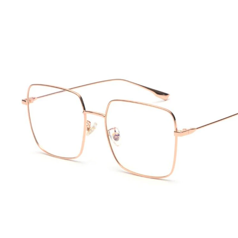 C4 rose gold Большой квадратный синий светильник очки в большой оправе металлические тонкие оправы очки для компьютерных игр Роскошные брендовые большие очки - Цвет оправы: C4 rose gold
