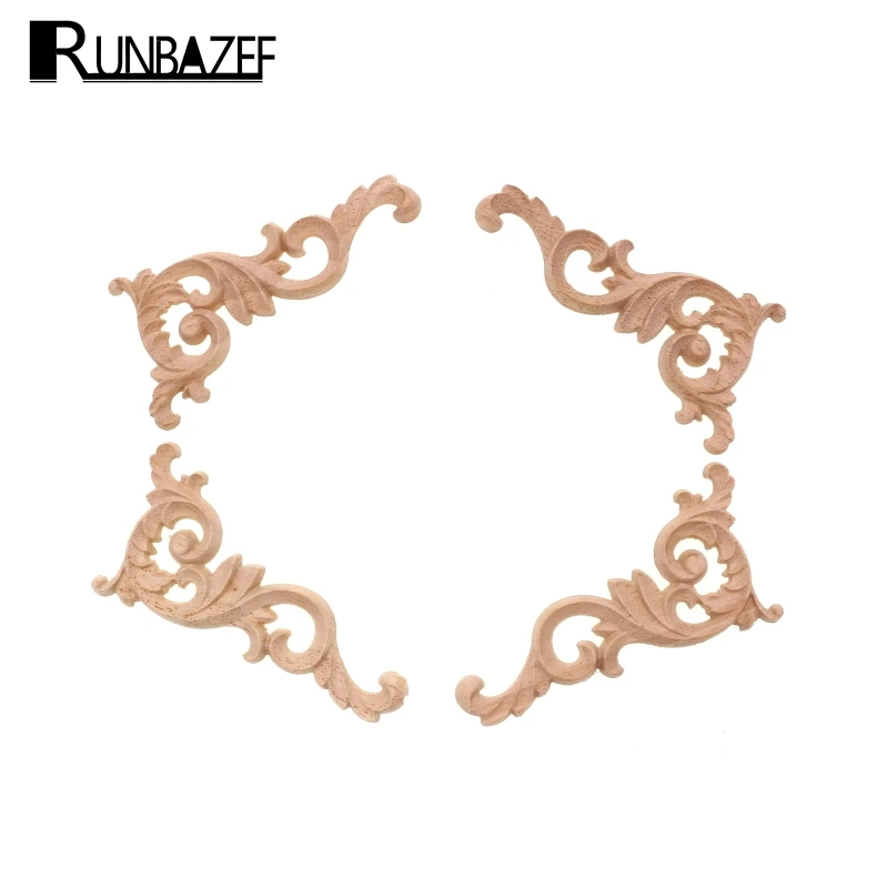 

RUNBAZEF Real Wood Corner Flower Carved Pieces of Furniture Decoration Accessories Home Decor Miniature Miniaturas Ornaments