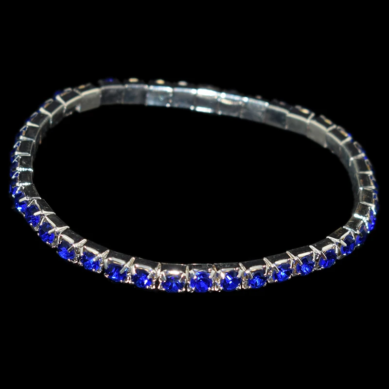 Silver blue diamond2 12 шт. Красочные Стразы, растягивающиеся браслеты, женские эластичные браслеты с кристаллами для женщин, шикарный подарок для девушек, свадебные модные ювелирные изделия - Окраска металла: Silver blue diamond2