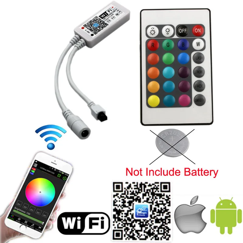 Wifi беспроводной контроллер 5050 RGB Wifi светодиодный светильник 15 м водонепроницаемая IP неоновая лента Диодная лента 12 В адаптер Набор для кухни