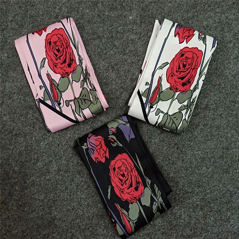 Новый дизайн 2020 обтягивающий Женский Галстук с принтом розы женский шелковый