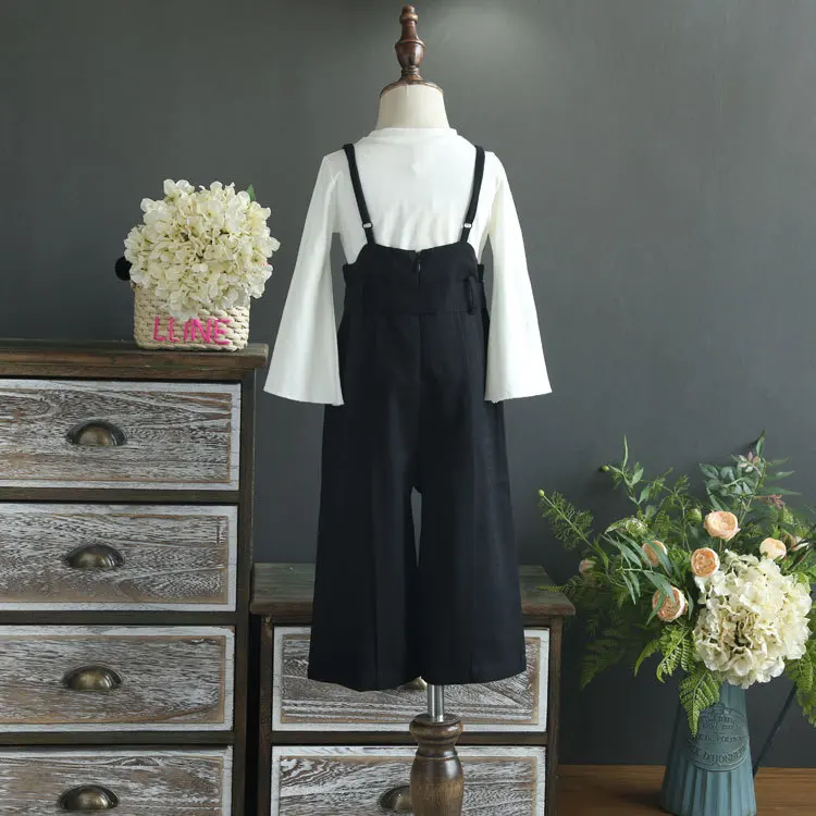 Костюм с широкими штанами для девочек осень 2017 новые штаны высокой талией в