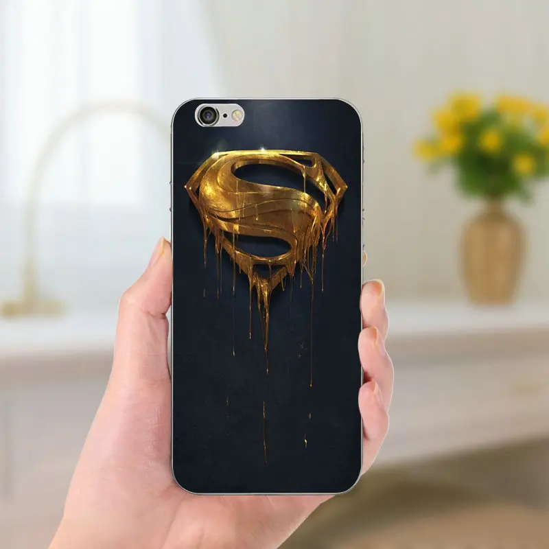 Мягкий силиконовый чехол из ТПУ с логотипом Супермена для iPhone 8 7 6 S Plus X 5 5S SE 5C 4 Shell