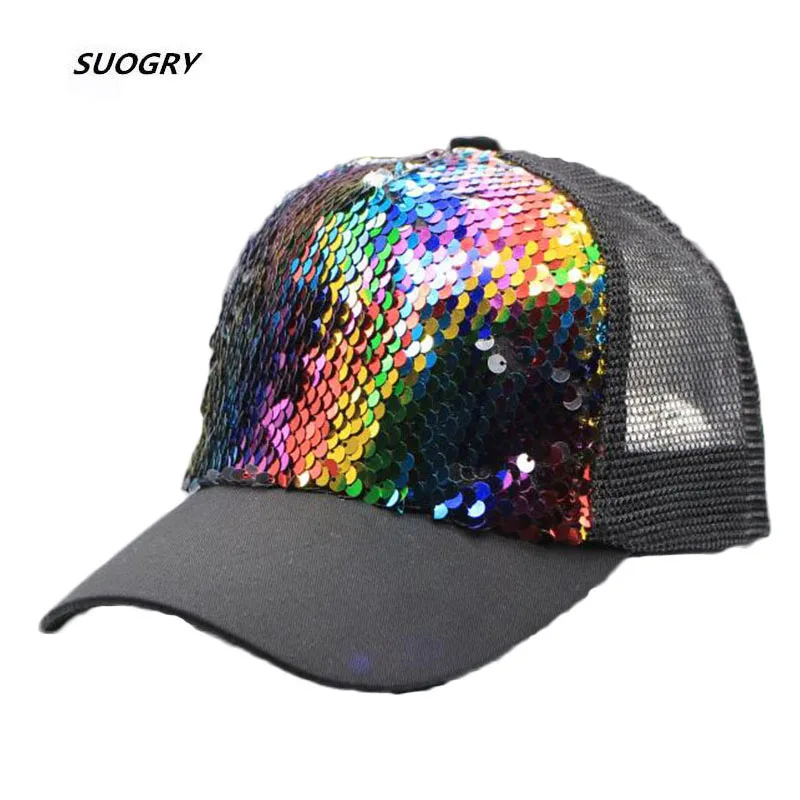 

SUOGRY новый летний наряд для родителей и ребенка, бейсбольные кепки, регулируемая и блёстками для девочек сетчатая Кепка солнцезащитные шапк...