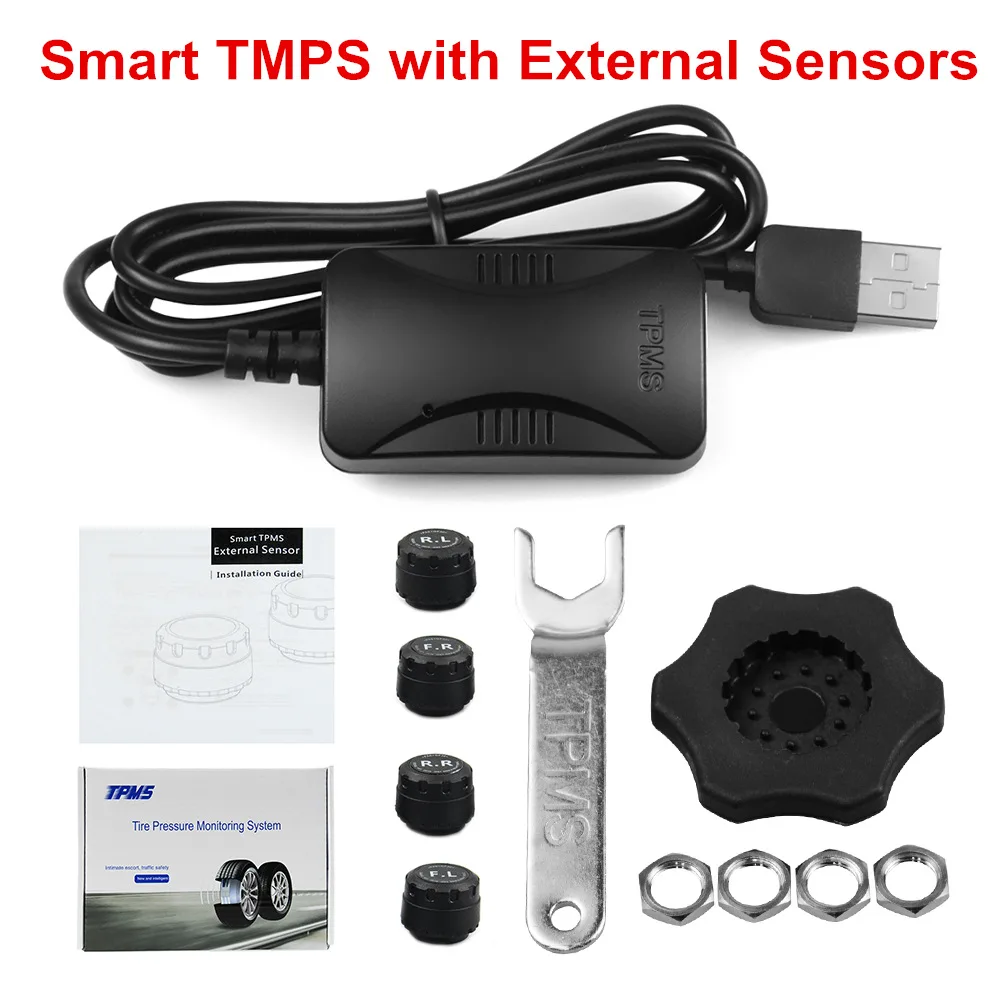 EXternal Sensors Новейшая Солнечная энергия автомобиля TPMS в режиме реального времени цифровой дисплей сигнализация с шинами давление и система контроля температуры для автоматической безопасности - Тип: EXternal Sensors