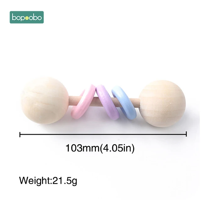 Pink Rattle Bopoobo 1 шт., деревянный Прорезыватель для зубов, детские погремушки, Монтессори, игрушки для малышей, подарок, Прорезыватель для зубов, деревянные Прорезыватели для зубов, кольца-погремушки - Цвет: Pink Rattle