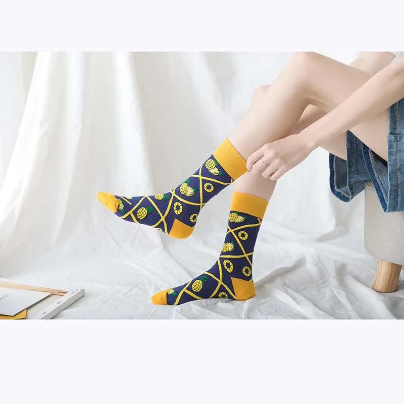 [EIOISAPRA] Повседневные носки конфетных цветов с мультяшными фруктами женские