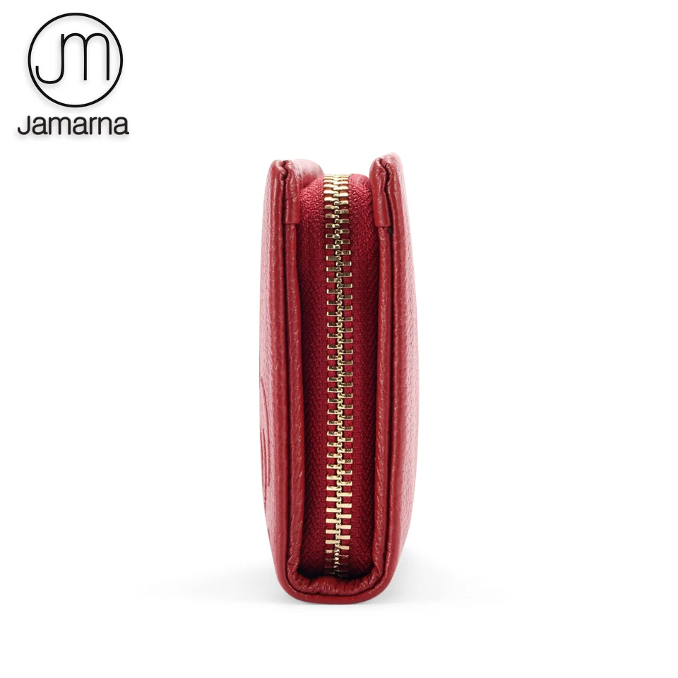 Кошелек jamarna женский натуральная кожа Длинный клатч Красный кошелек для монет