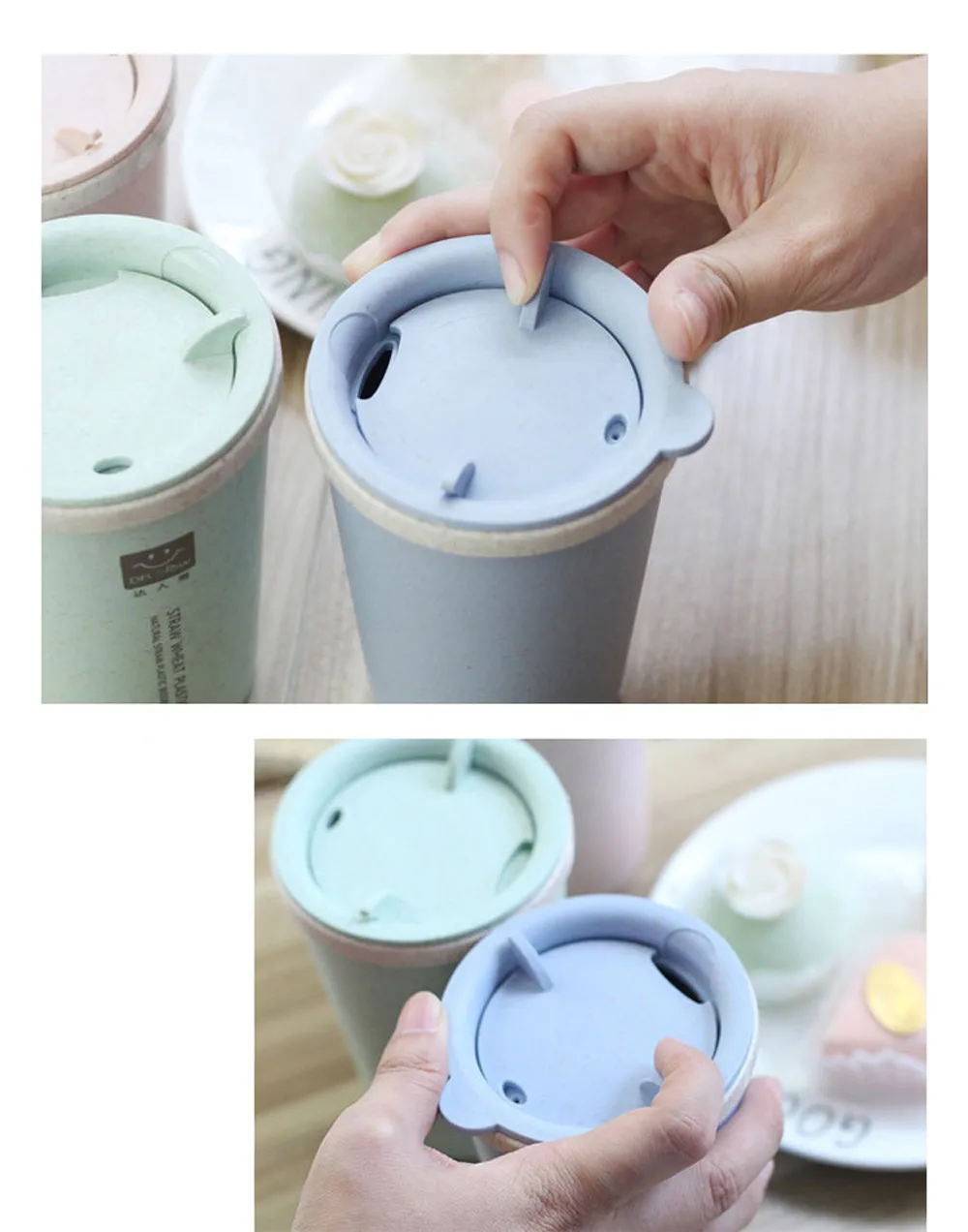 Кухонные инструменты, 280 мл, пшеничная солома, портативные двойные стенки, портативный офисный кофейный чайный чашка кружки, подарки, кухонные аксессуары