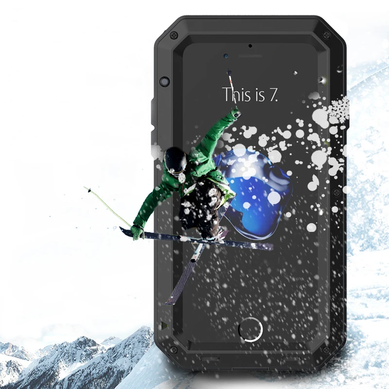 For iPhone 7 Metal Zinc alloy Silicone Protective Water/ Dirt/Shock proof Luxury Doom Armor life phone Case |
