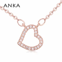 anka women gold color sparkly necklace cut aaa cubic zirconia forever love heart pendant necklace jewelry accessories 116098