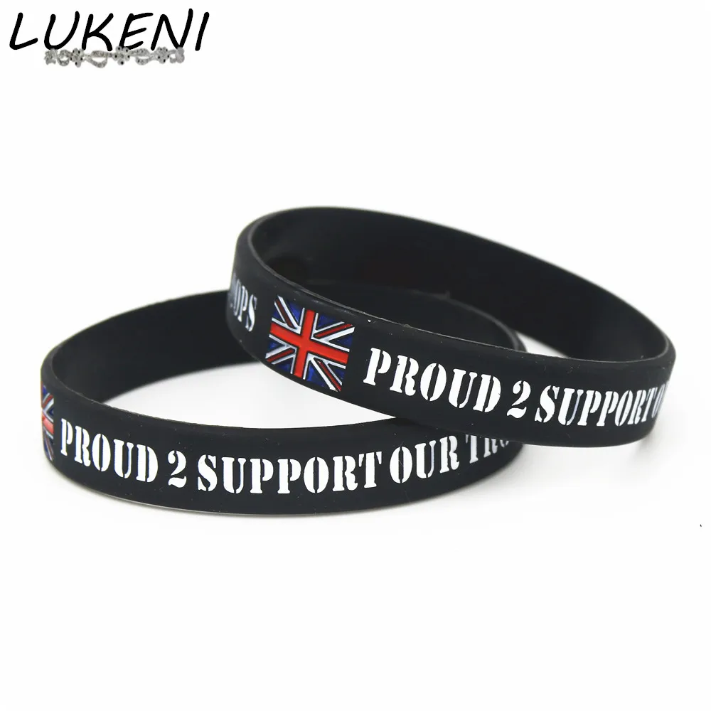 

LUKENI 1PC Proud 2 Support Our Troops Silicone Wristbands THE Britain A.B.F Soldiers Charity Silicone Bracelets &Bangles SH188