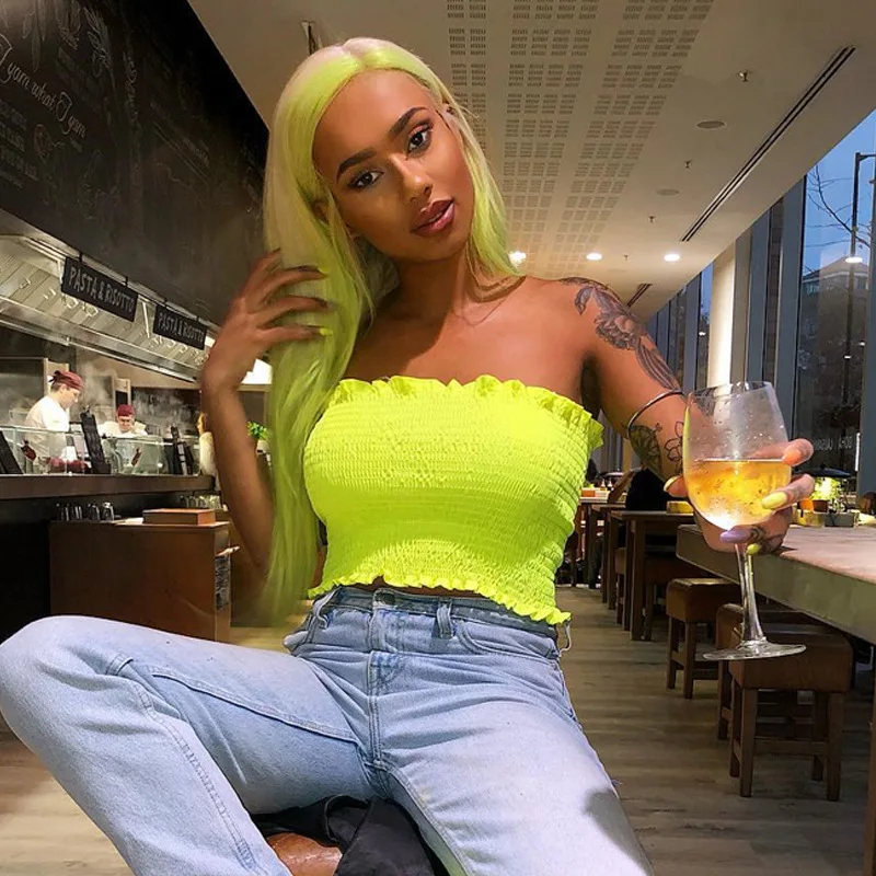 Neon Green Orange Solid Elastic Tank Tops 2019 Summer Women Fahsion Sexy Bodycon Slim Party Casual Streetwear Crop | Женская одежда