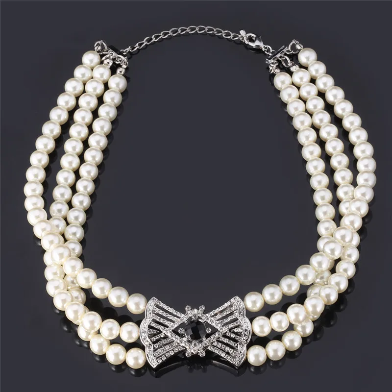 

Necklaces Bracelets Sets For Women Austrian Rhinestone White Simulated Pearls Jewelry With Gift Box Jewelry Sets NH997