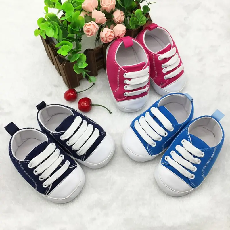 

Spring Baby Shoes Infant Toddler Soft Soled Anti-slip Sneakers forborn Kids Boy Girls Canvas Crib Shoes First Walkers