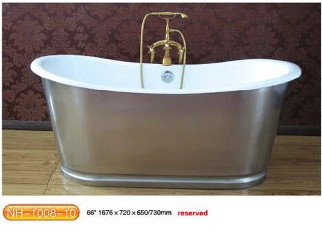 

66" CUPC Approval Freestanding Luxury Indoor Bathtub Cast Iron Double Ended Tub Multi-Color Custom Built 1008-10
