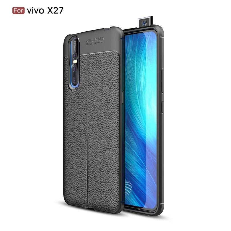 For Vivo X27 Phone Back Protective Smartphone Soft Litchi Striae Shockproof Cases Case Cover | Мобильные телефоны и