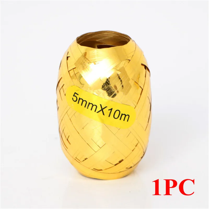 1pc gold ribbon 1 шт., серебристая, розовая, Золотая лента длиной 10 метров, фольга, латекс, воздушные шары для свадьбы, дня рождения, вечеринки, Декор, гелиевые шары, аксессуары, подарки - Цвет: 1pc gold ribbon