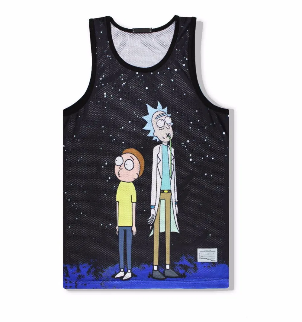 Повседневная дышащая майка унисекс с 3D принтом Rick and Morty, летняя мужская рубашка с принтом из мультфильмов, строение тела, жилеты, одежда