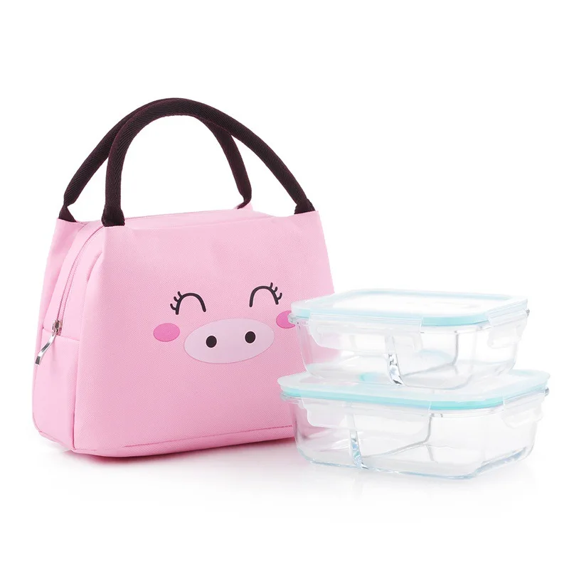 Милая мультяшная портативная утолщенная сумка для еды Термосумка на молнии