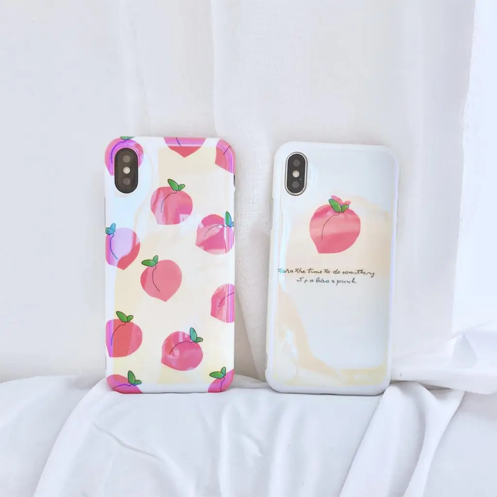 Лето фрукты персик Funda для iphone 7 чехол синий светильник IMD телефона 6 6S 8 Plus X XR XS Max