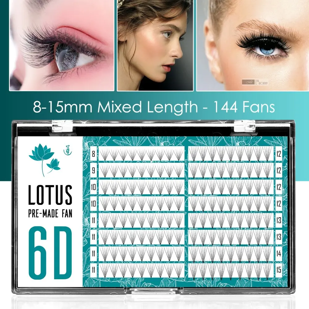 

[6D 0.07 C/D 8-15mm] Lotus 2.0 Effectively Pre-made 6D Russian Volume Lash Super Fast Semi Permanent Cluster Eyelash Extensions