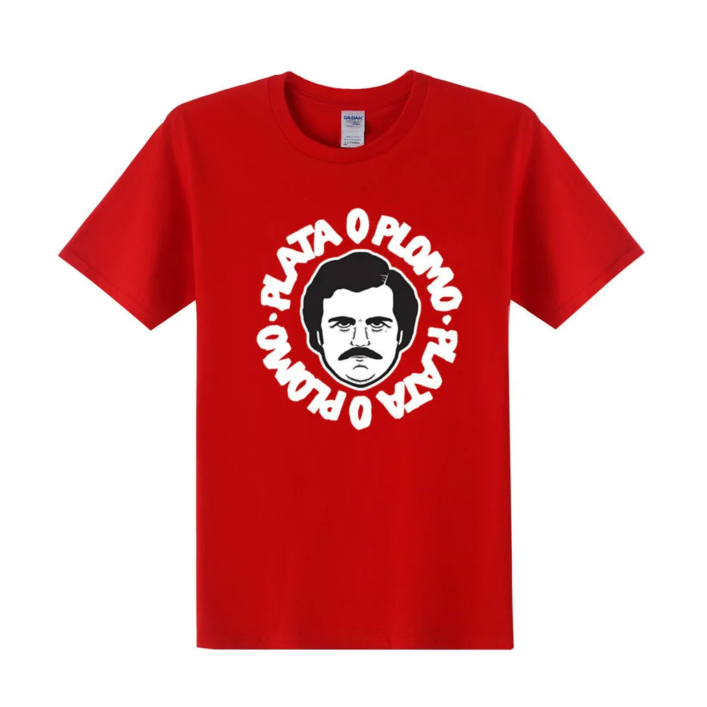 Футболки fla для мужчин go 2017 Plata o Plomo Футболка мужская Narcos Pablo Escobar серебряные или