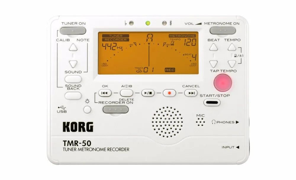KORG TMR50 тюнер+ Метроном+ рекордер, TM50 комбинированный тюнер/Метроном используется для духовых, гитарных, укулеле и фортепианных клавишных инструментов