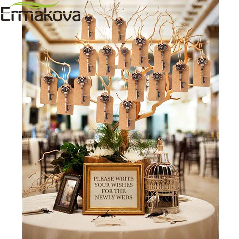 ERMAKOVA 50 шт./лот DIY металлический скелет ключ формы открывалка для бутылок открывалка для пива деревенский Свадебный декор свадебный подарок
