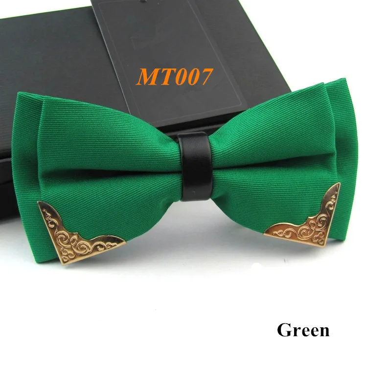 MT007 Green Новинка бутик глава металла галстуки-бабочки для жениха мужчины женщины твердых боути классический Gravata галстук - Цвет: MT007 Green