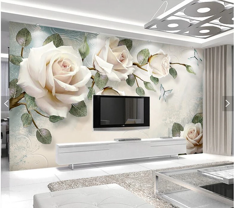 Custom papel de parede 3d painting rose flower murals for living room bedroom dining TV backdrop wall decoration wallpaper | Обустройство