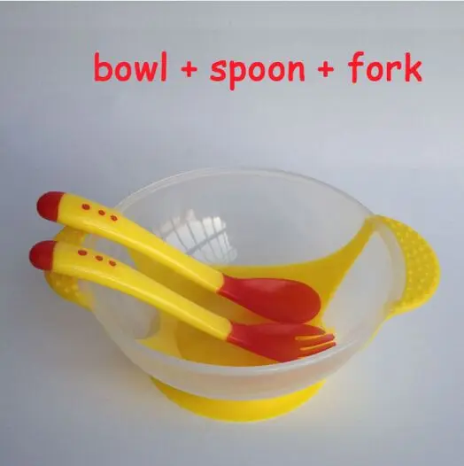 3 шт./компл. Детские Обучающие блюда с присоской Детская безопасность столовая посуда набор помощь чаша ложка с датчиком температуры вилка Посуда