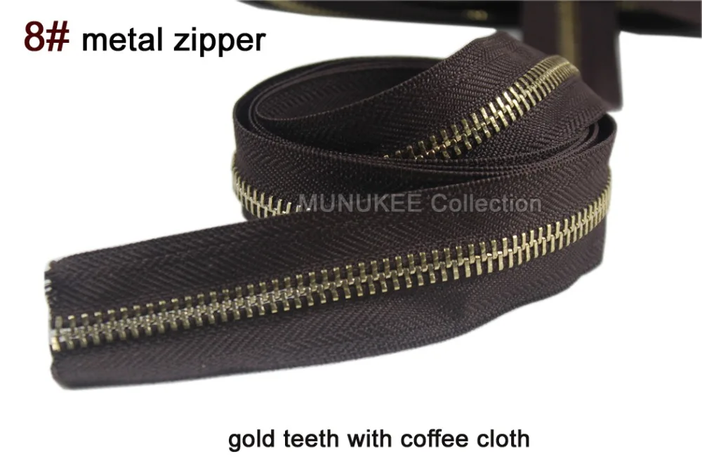 #8 молния Черная ткань серебряные зубы кофейная ТКАНЬ золотые металлическая для