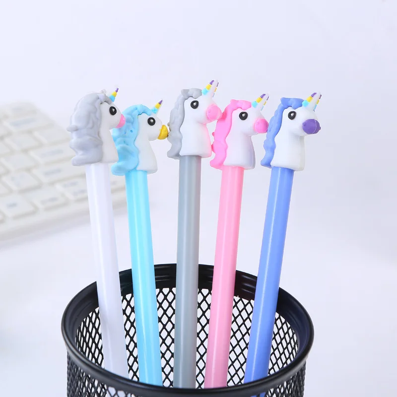 

40 Pcs Creative Stationery Cartoon Unicorn Black Gel Pen 0.5MM Writing Tools Student Signature Gel Pen Stationery