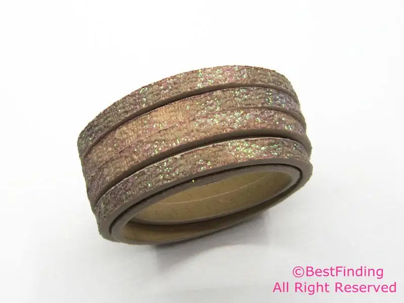 

5x2mm Solid vein coffee glitter leather cord 5mm leather cord S5070