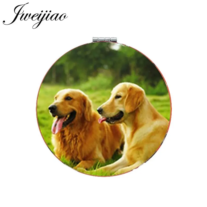 JWEIJIAO Smoking Dogs Art Photo Mini Makeup Mirror moive Folding 1X/2X Magnifying Portable Round Hand Compact Mirrors Gift | Красота и