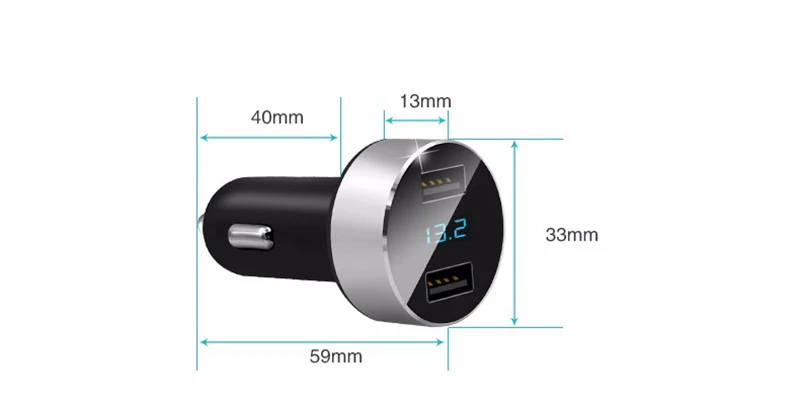 Автомобильное зарядное устройство Mini Dual USB со светодиодным дисплеем для KIA sportage rio