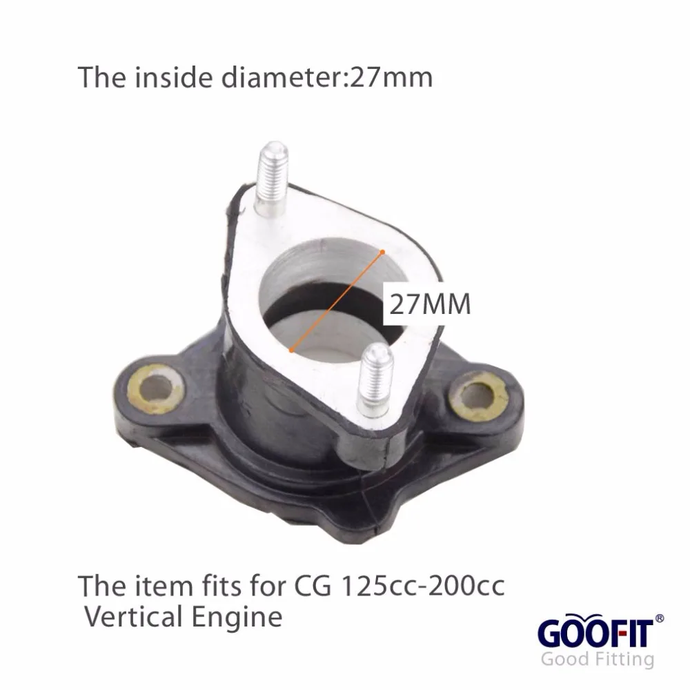 GOOFIT 27 мм впускной коллектор трубы для CG 125cc-200cc ATV Dirt Bike& Go Kart P091-020