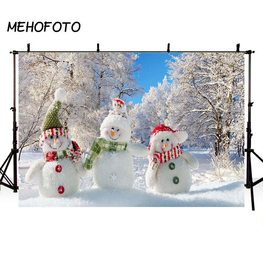 MEHOFOTO зимний фон лес сосна снеговик фотография фоны Рождественские украшения