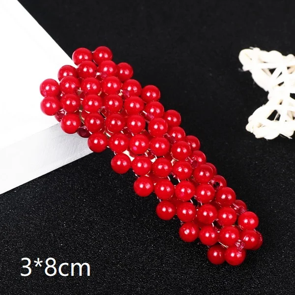 3x8cm Женские элегантные Геометрические шпильки с жемчугом красного цвета заколки для волос Сплав заколки для девочек аксессуары для волос заколки для волос Головные уборы - Цвет: 3x8cm