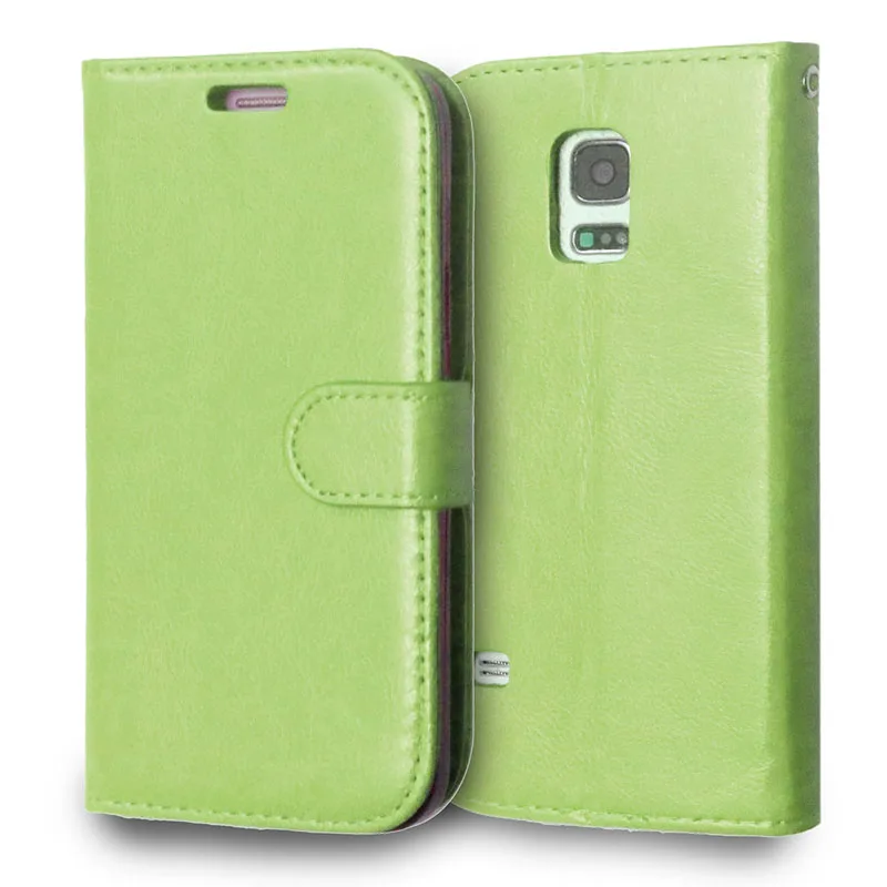 S5Mini чехол для телефона s, чехол для samsung Galaxy S5 Mini, флип-чехол, кожаный кошелек, сумка с отделением для карт, подставка, чехол, Fundas - Цвет: Green