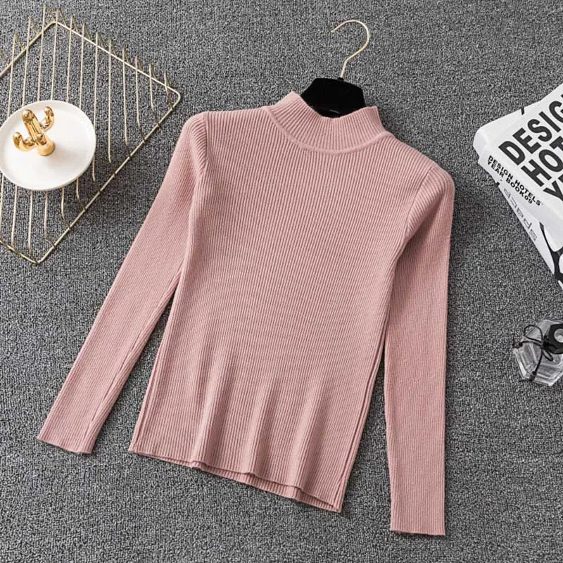 Women Winter Knitting Sweater Pullovers Long Sleeve Turtleneck Short Korean Tops Chic Clothes Female Casual Streetwear | Женская одежда